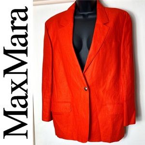 MaxMara Red 100% Linen Blazer